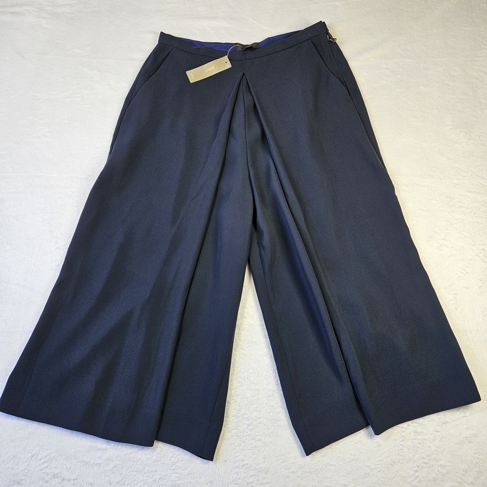 J.Crew Women’s Navy Wide Leg Cropped Pants Size 2 NWT High Rise Culottes